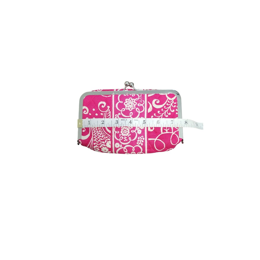Vera Bradley Pink‎ White Quilted Floral Kisslock Frame Wallet Coin Purse Clutch - Picture 3 of 5